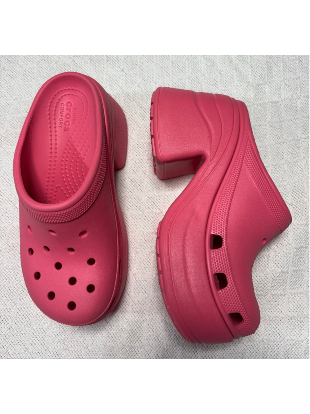 Crocs Siren Clog Pink High Heel Platform Mules Womens Size 7 EUC 208547